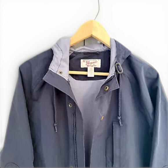 Original Penguin by Munsingwear Rain Coat M Navy Hooded Jacket Cotton Blend - Picture 6 of 12